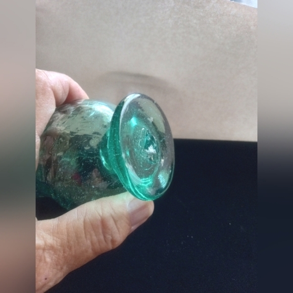 Vintage Studio Art Glass Pitcher Miniature Blown Glass 4" Tall 3.75" At Widest - Picture 8 of 9